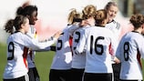 Germany celebrate Carolin Simon's goal in their 2-0 victory against Turkey in Wales