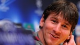 Lionel Messi was in relaxed mood when he spoke to the assembled media in Barcelona