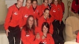 Albania's women's team photographed ahead of their debut on 5 May 2011
