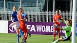Lisa Alborghetti puts Italy 2-1 up in their UEFA European Women's Under-19 Championship opener against Russia in Imola