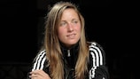 Germany's Isabella Schmid talks to UEFA.com at the final tournament headquarters in Cervia