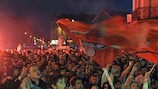 Lille supporters celebrate their team's title win on the streets of the northern city