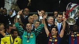 O Barcelona ergueu o troféu da UEFA Champions League em Wembley, em Maio