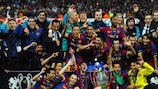 Barcelona festejou a conquista da sua quarta Taça dos Clubes Campeões Europeus em 2011