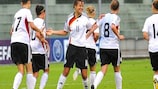 Lena Lotzen celebrates after scoring Germany's equaliser against the Netherlands