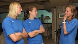 Norway skipper Kristine Hegland sizes up Melissa Bjånesøy and Ida Aardalen