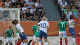 Fara Williams (right) heads in the opening goal in Wolfsburg
