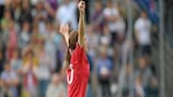 Melissa Bjånesøy celebrates after putting Norway 1-0 up against Italy in Bellaria