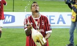 Kevin-Prince Boateng celebrates winning the title with Milan