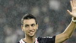 New signing Javier Pastore waves to fans after joining PSG