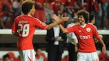 Axel Witsel receives congratulations from team-mate Pablo Aimar