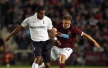 Tom Huddlestone in action against Hearts in the UEFA Europa League in August