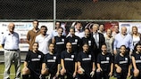 UEFA and KOP/CFA officials with the Apollon Limassol players