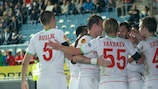 El Lokomotiv celebra el gol de Victor Obinna