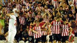 Athletic Club celebrate scoring against PSG