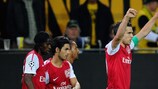 Arsenal captain Robin van Persie celebrates his matchday one goal