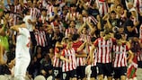 O Athletic festeja um dos golos frente ao PSG