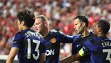 United players celebrate Ryan Giggs' equaliser at Benfica in September