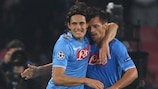 Christian Maggio (left) celebrates Napoli's equaliser with Edinson Cavani