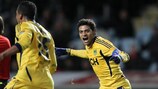 Cleiton Xavier (R) and Fininho celebrate their success in Sweden