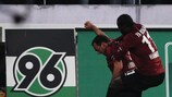 Hannover celebrate one of their two matchday three goals against FCK