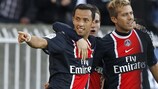 Nenê (left) celebrates scoring against Dijon