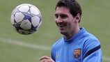 Messi concentrado no Plzeň