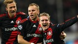 Michal Kadlec (centre) celebrates Leverkusen's winning goal against Valencia on matchday three