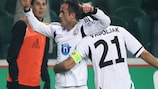 Miroslav Radović celebrates one of his two goals
