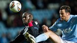 AZ's Jozy Altidore is beaten to the ball by Malmö's Daniel Andersson