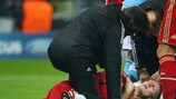 Bastian Schweinsteiger receives treatment