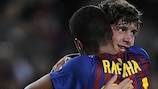 Sergi Roberto is congratulated after opening the scoring