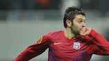 Raul Rusescu celebrates after giving Steaua the lead from the penalty spot