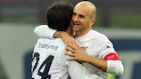 Tommaso Rocchi (right) has ended an eight-year spell at Lazio