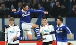 Klaas-Jan Huntelaar celebra su 'hat-trick' ante el Plzeň
