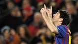 Lionel Messi esulta al Camp Nou