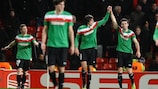 Athletic celebrate scoring at Old Trafford