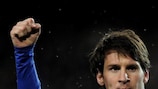 Lionel Messi fête le premier de ses trois buts