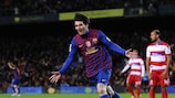 Lionel Messi célébrant un nouveau but face à Grenade mardi soir