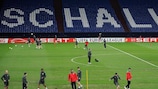 Uma sessão de treino do Athletic antes do jogo frente ao Schalke