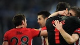 Athletic celebrate their win at Schalke