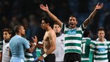 Sporting celebrate eliminating Manchester City in the round of 16