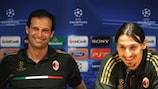 Massimiliano Allegri (à esquerda) conta com Zlatan Ibrahimović para comandar os seus colegas
