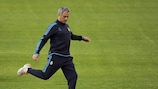 José Mourinho gets involved during Madrid's training session on Tuesday