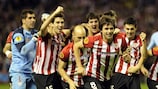 Los jugadores del Athletic celebran la victoria en las semifinales
