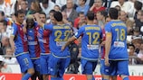 Los jugadores del Levante UD celebran un gol durante la pasada campaña