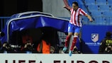 Falcao celebrates after scoring in Atleti's first-leg win over Valencia