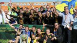 FC Naftan Novopolotsk celebrate their triumph in Belarusian Cup