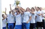 Budućnost players celebrate their league triumph