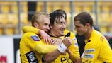 Stefan Ishizaki (centre) scored Elfsborg's goal against Åtvidaberg